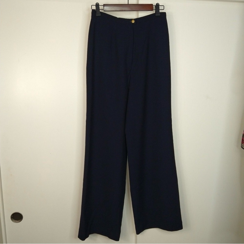 Vintage Lauren Ralph Lauren Trouser Pants Womens Size 8 Navy Wool? Gold Button